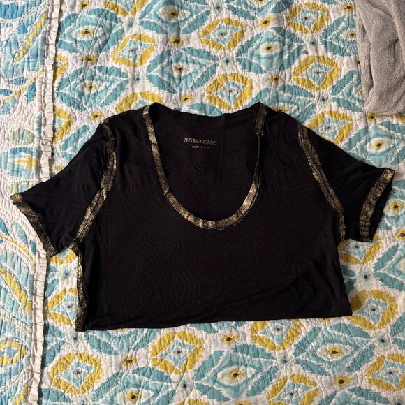 Black and Gold Zadig & Voltaire Tee - Picture 4 of 5